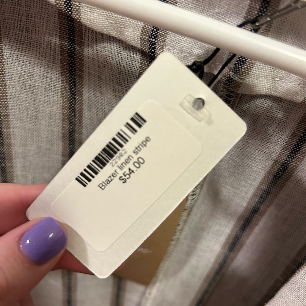 NWT Love Tree linen striped open front blazer - Picture 5 of 8